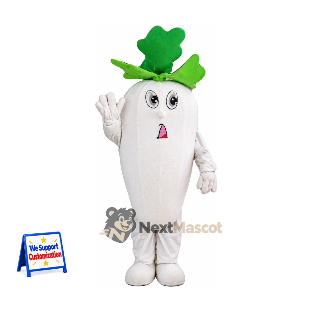 Radish Mascot Costume - White for Food Festivals Radish Mascot Costume - White for Food Festivals
