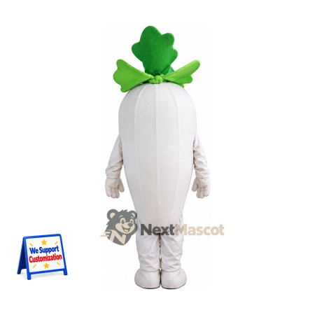 Radish Mascot Costume - White for Food Festivals Radish Mascot Costume - White for Food Festivals