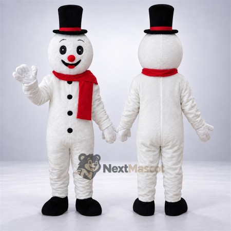 Snowman Mascot Costume - Black Hat for School Events Snowman Mascot Costume - Black Hat for School Events
