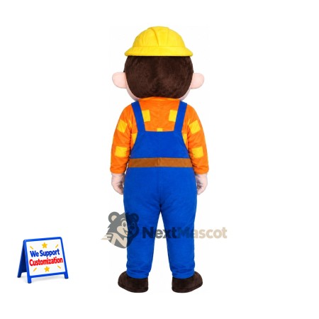 Construction Worker Mascot Costume - Blue Overalls Construction Worker Mascot Costume - Blue Overalls