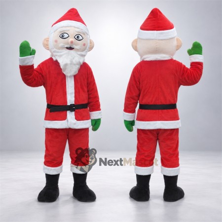 Santa Claus Mascot Costume - Green Mittens and Glasses Santa Claus Mascot Costume - Green Mittens and Glasses