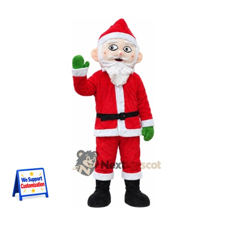 Santa Claus Mascot Costume - Glasses and Green Gloves Santa Claus Mascot Costume - Glasses and Green Gloves