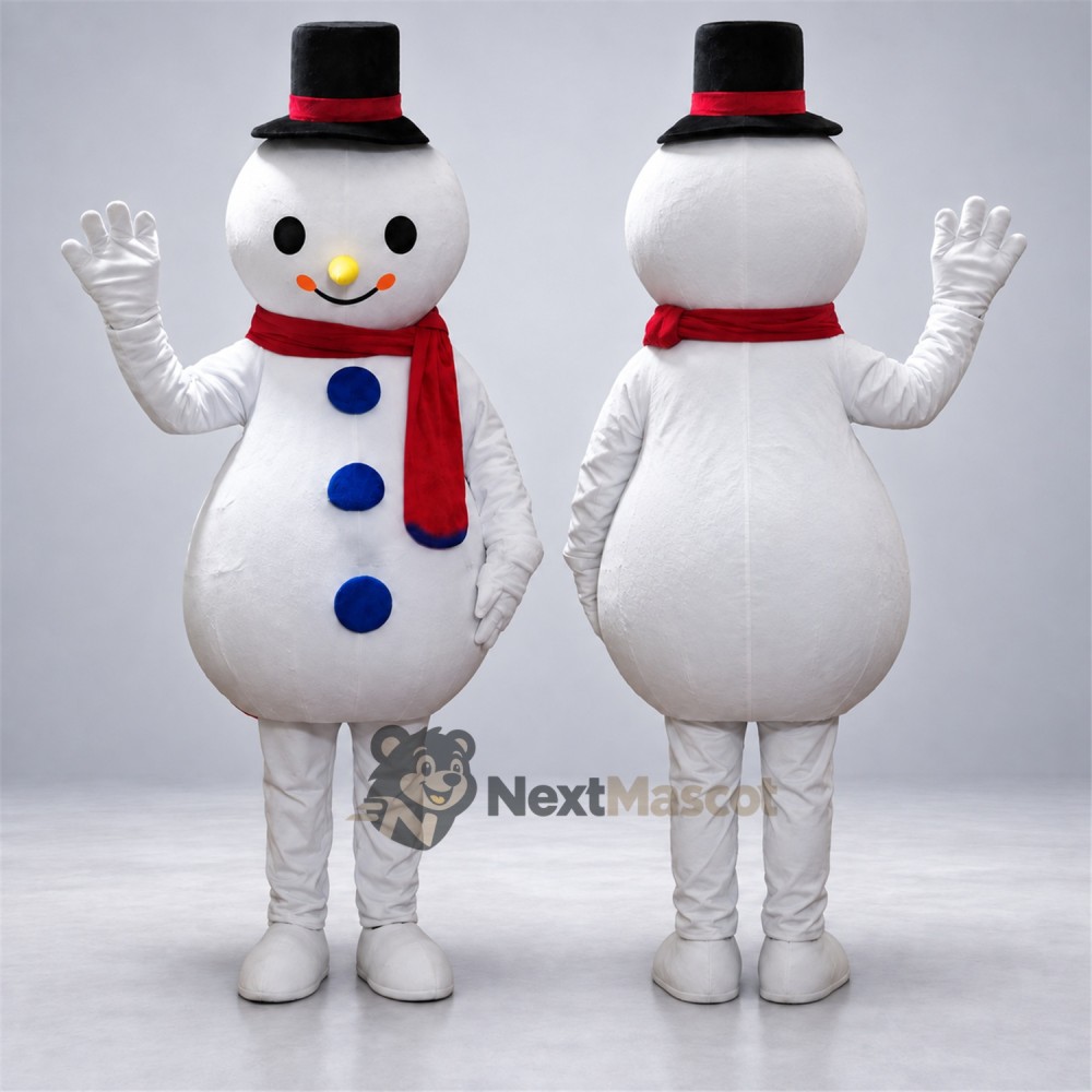 Snowman Mascot Costume - Blue Buttons Snowman Mascot Costume - Blue Buttons