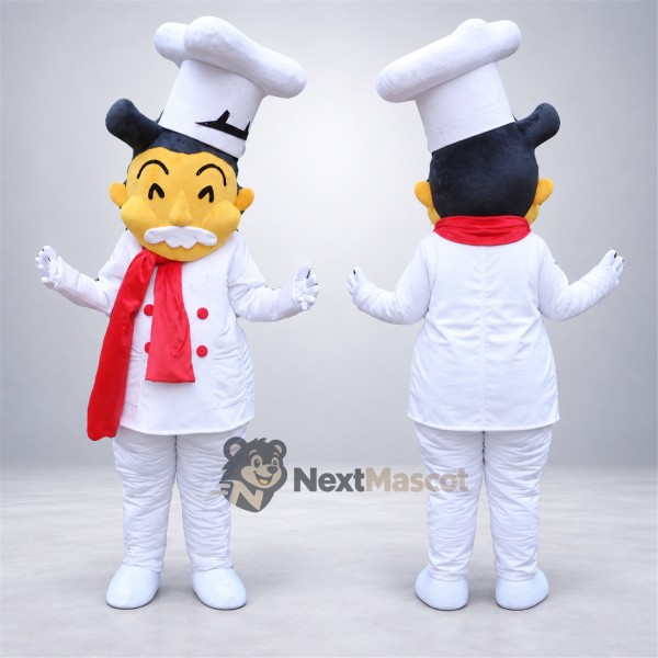 Chef Mascot Costume - White Mustache and Red Scarf for Parades Chef Mascot Costume - White Mustache and Red Scarf for Parades