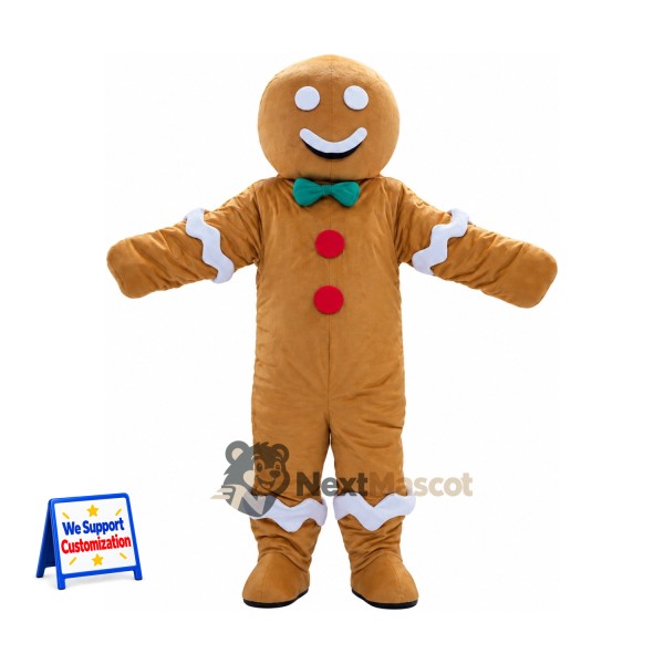 Gingerbread Man Mascot Costume for Christmas Parties