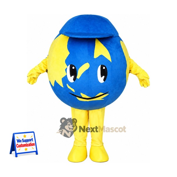 Globe Mascot Costume - Blue and Yellow