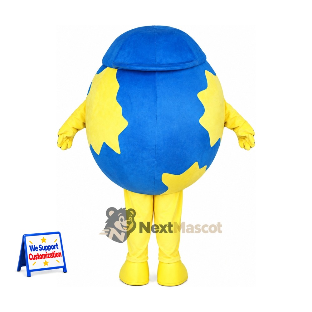 Globe Mascot Costume - Blue and Yellow Globe Mascot Costume - Blue and Yellow