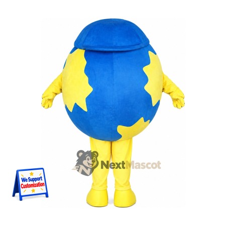 Globe Mascot Costume - Blue and Yellow Globe Mascot Costume - Blue and Yellow