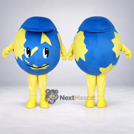 Globe Mascot Costume - Blue and Yellow Globe Mascot Costume - Blue and Yellow