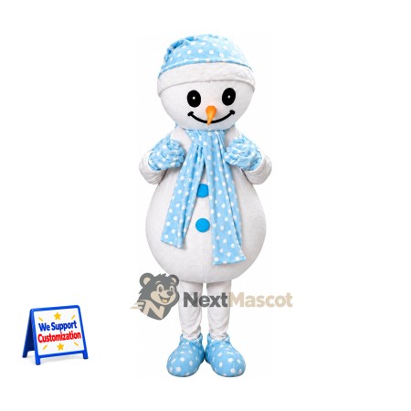 Snowman Mascot Costume - Blue Scarf