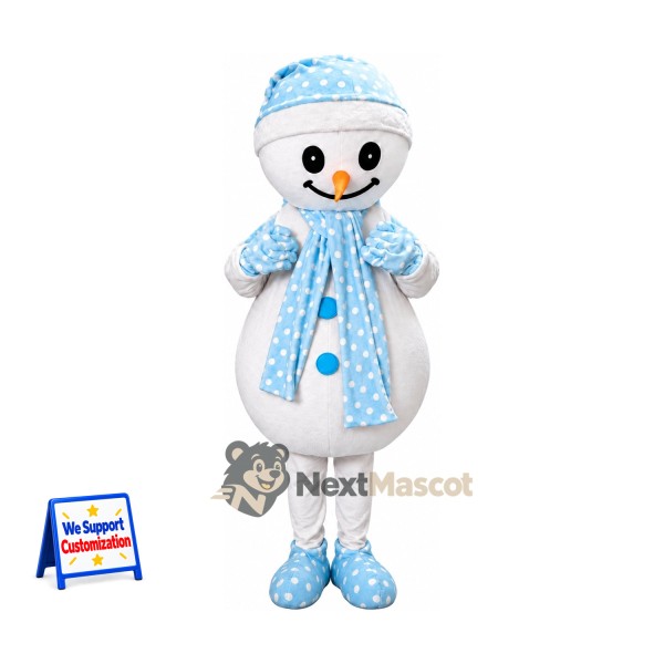 Snowman Mascot Costume - Blue Scarf