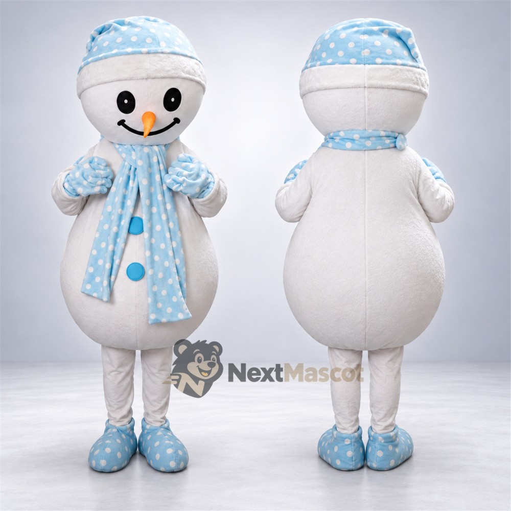 Snowman Mascot Costume - Blue Scarf