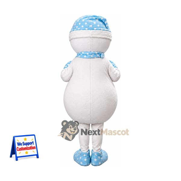 Snowman Mascot Costume - Blue Scarf Snowman Mascot Costume - Blue Scarf