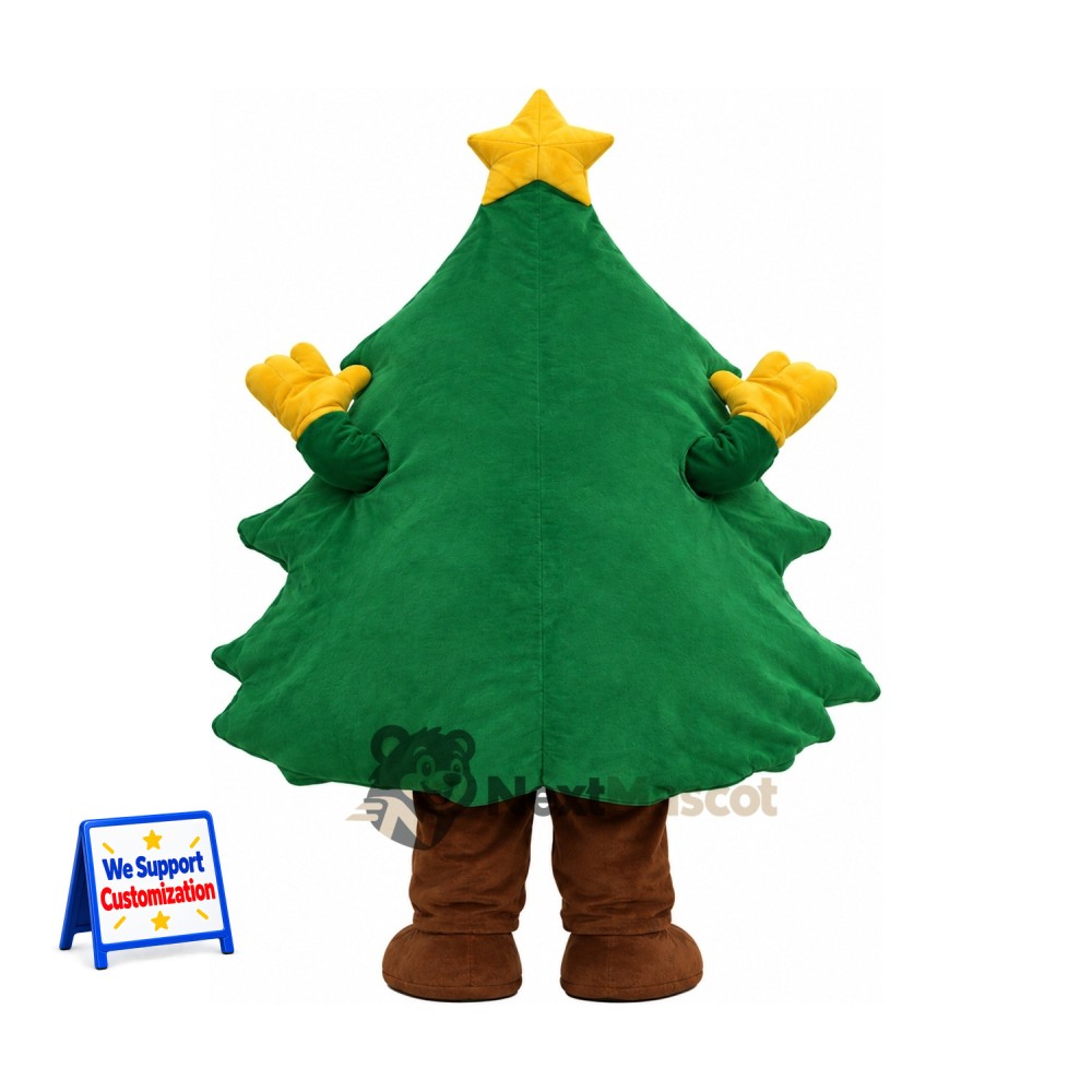 Christmas Tree Mascot Costume - Gold Star and Brown Boots Christmas Tree Mascot Costume - Gold Star and Brown Boots