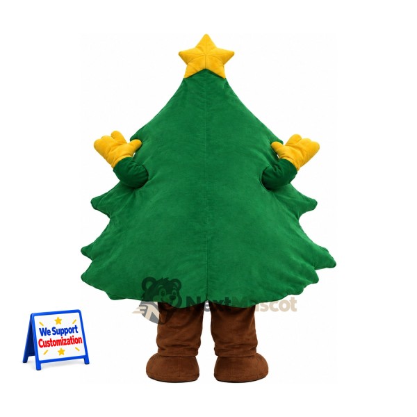 Christmas Tree Mascot Costume - Gold Star and Brown Boots Christmas Tree Mascot Costume - Gold Star and Brown Boots