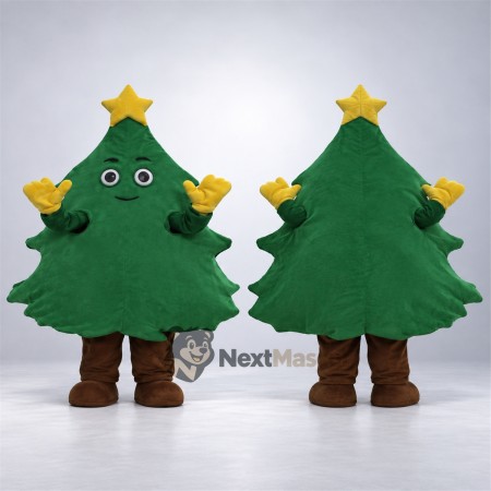Christmas Tree Mascot Costume - Gold Star and Brown Boots Christmas Tree Mascot Costume - Gold Star and Brown Boots