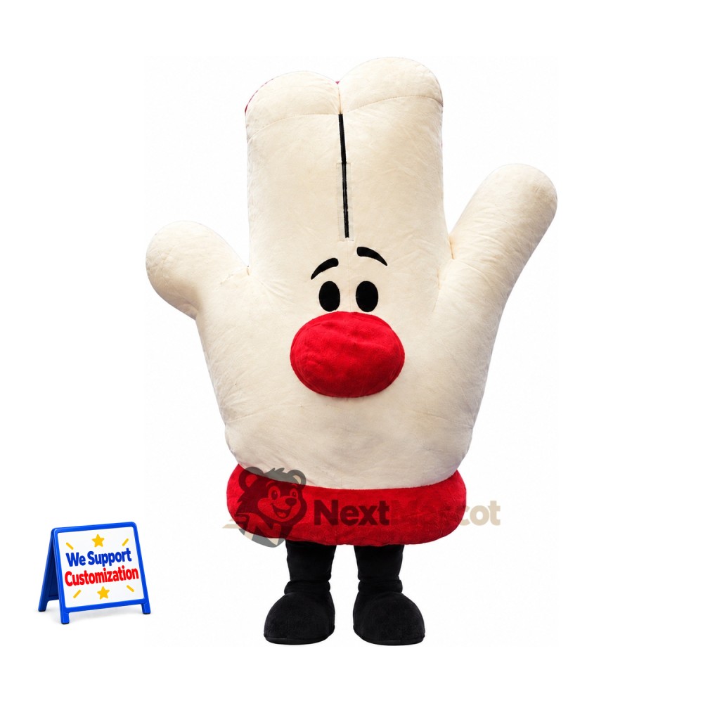 Glove Mascot Costume - White Glove Mascot Costume - White