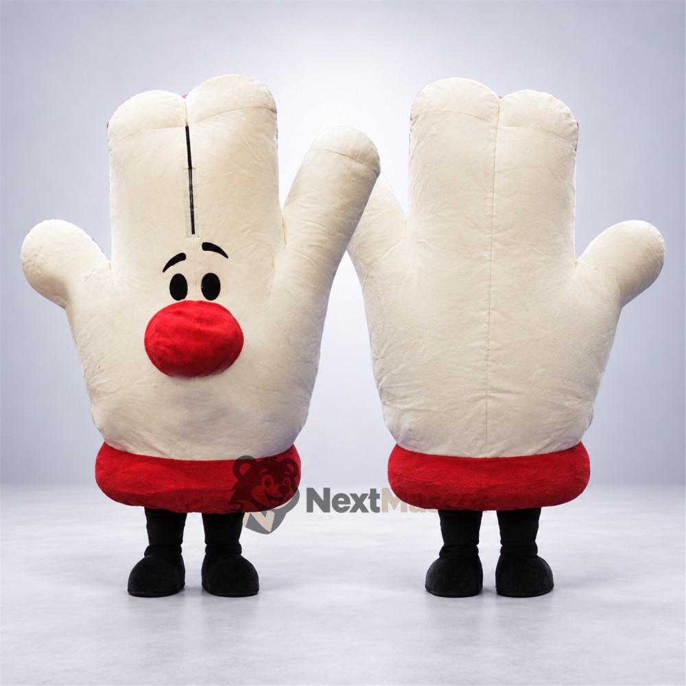 Glove Mascot Costume - White Glove Mascot Costume - White