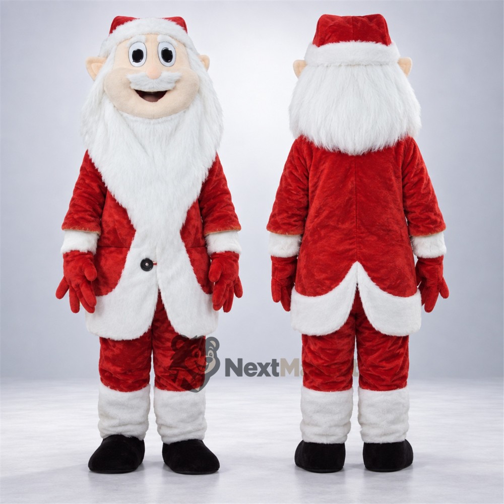Santa Claus Mascot Costume - Long Pointed White Beard Santa Claus Mascot Costume - Long Pointed White Beard