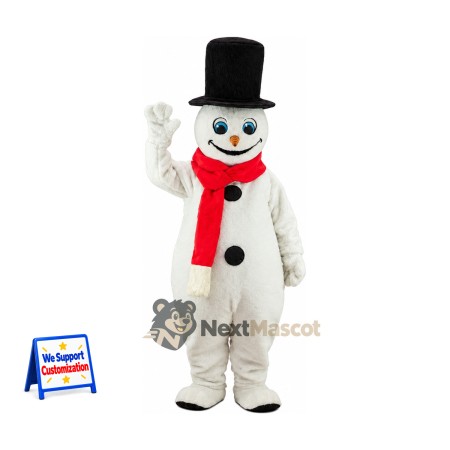 Snowman Mascot Costume - Black Hat for Community Events Snowman Mascot Costume - Black Hat for Community Events