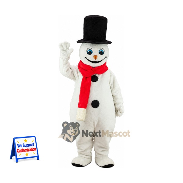 Snowman Mascot Costume - Black Hat for Community Events