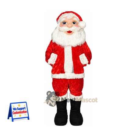Santa Claus Mascot Costume - White Jacket Pockets for Christmas Events Santa Claus Mascot Costume - White Jacket Pockets for Christmas Events