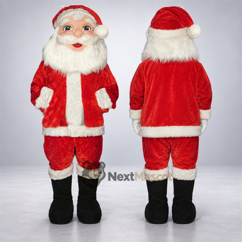 Santa Claus Mascot Costume - White Jacket Pockets for Christmas Events Santa Claus Mascot Costume - White Jacket Pockets for Christmas Events