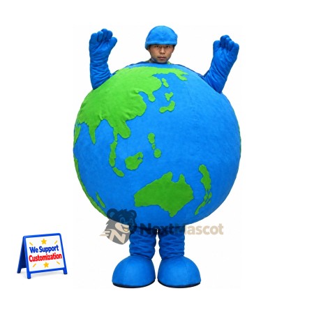 Earth Globe Mascot Costume - Blue Cap and Gloves Earth Globe Mascot Costume - Blue Cap and Gloves