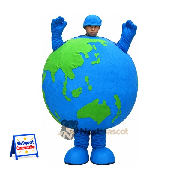 Earth Globe Mascot Costume - Blue Cap and Gloves