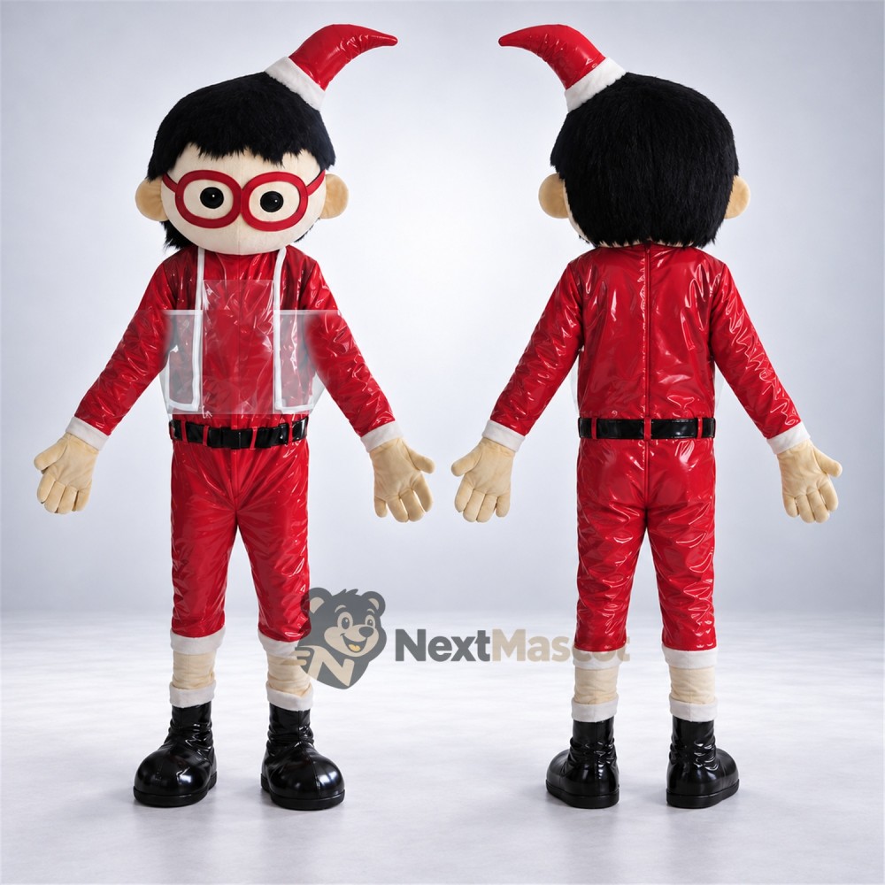 Christmas Elf Mascot Costume - Glasses for Christmas Events Christmas Elf Mascot Costume - Glasses for Christmas Events