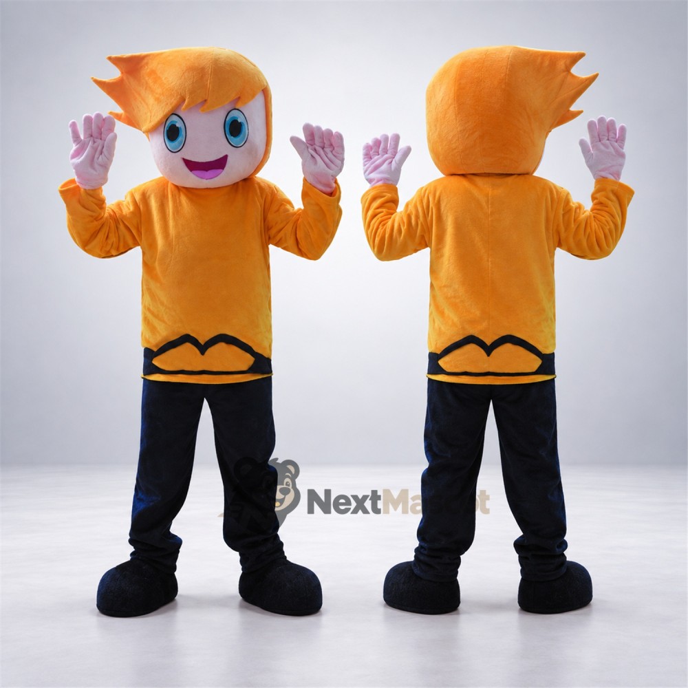 Boy Mascot Costume - Orange Shirt Boy Mascot Costume - Orange Shirt