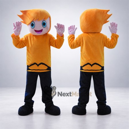 Boy Mascot Costume - Orange Shirt Boy Mascot Costume - Orange Shirt