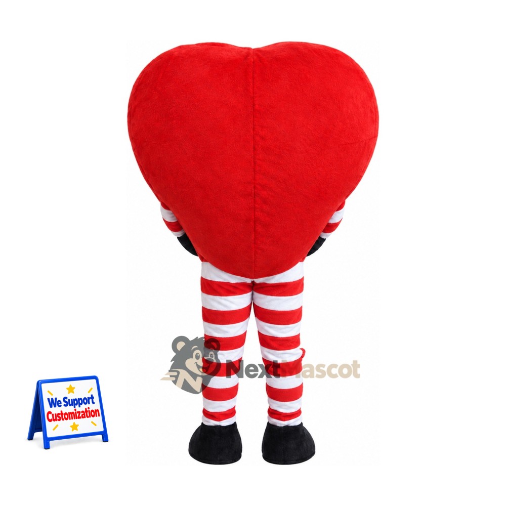 Heart Mascot Costume - Red, Striped Legs Heart Mascot Costume - Red, Striped Legs