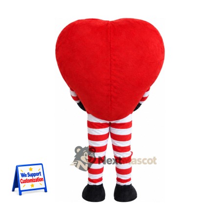 Heart Mascot Costume - Red, Striped Legs Heart Mascot Costume - Red, Striped Legs