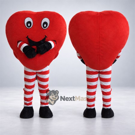 Heart Mascot Costume - Red, Striped Legs Heart Mascot Costume - Red, Striped Legs