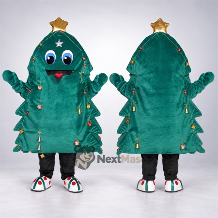 Christmas Tree Mascot Costume - Gold Star and White Sneakers Christmas Tree Mascot Costume - Gold Star and White Sneakers