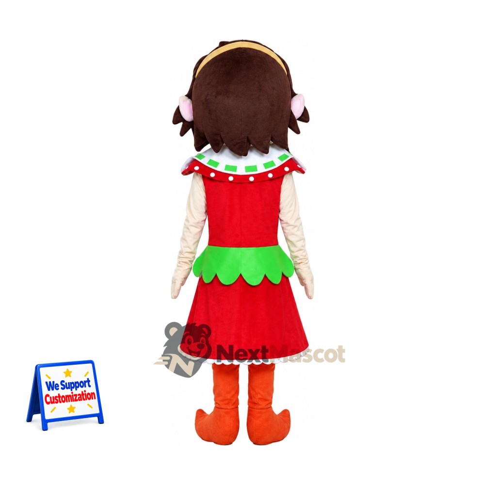 Girl Mascot Costume - Christmas Dress Girl Mascot Costume - Christmas Dress