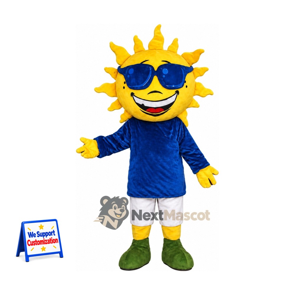 Sun Mascot Costume - Sunglasses and Blue Shirt Sun Mascot Costume - Sunglasses and Blue Shirt