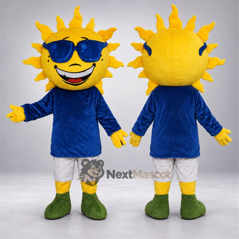 Sun Mascot Costume - Sunglasses and Blue Shirt Sun Mascot Costume - Sunglasses and Blue Shirt