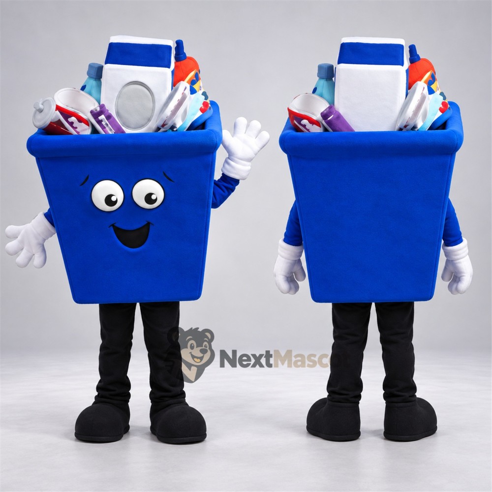 Recycling Bin Mascot Costume - Blue for Parades Recycling Bin Mascot Costume - Blue for Parades