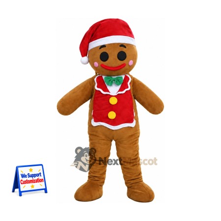 Gingerbread Man Mascot Costume for Christmas Photos Gingerbread Man Mascot Costume for Christmas Photos