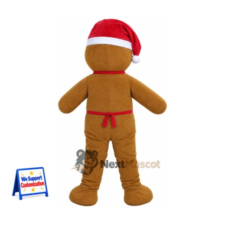 Gingerbread Man Mascot Costume for Christmas Photos Gingerbread Man Mascot Costume for Christmas Photos