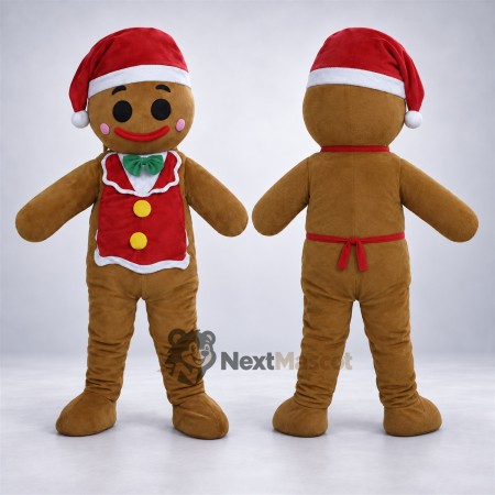 Gingerbread Man Mascot Costume for Christmas Photos Gingerbread Man Mascot Costume for Christmas Photos