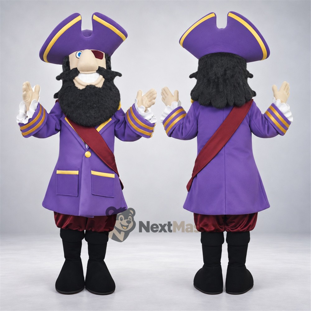 Pirate Captain Mascot Costume - Purple Coat