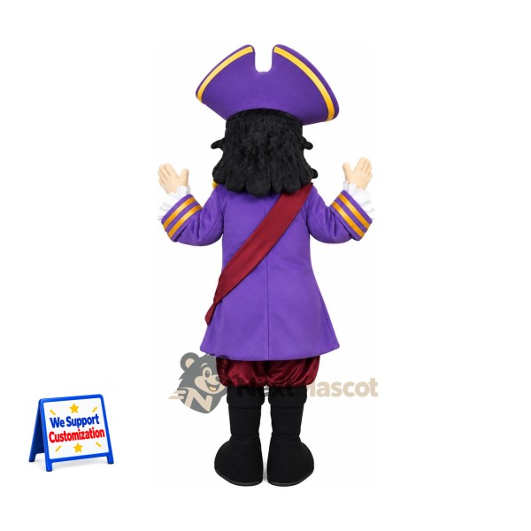 Pirate Captain Mascot Costume - Purple Coat Pirate Captain Mascot Costume - Purple Coat