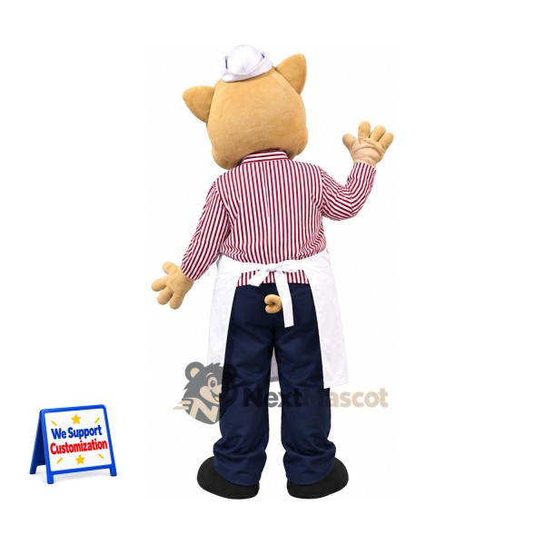 Pig Mascot Costume - Striped Shirt and Chef Apron Pig Mascot Costume - Striped Shirt and Chef Apron