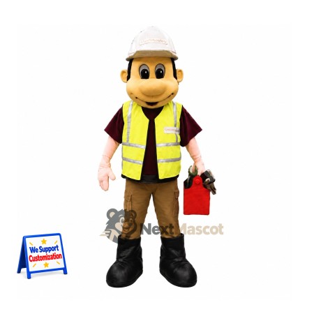 Construction Worker Mascot Costume - Yellow Safety Vest Construction Worker Mascot Costume - Yellow Safety Vest