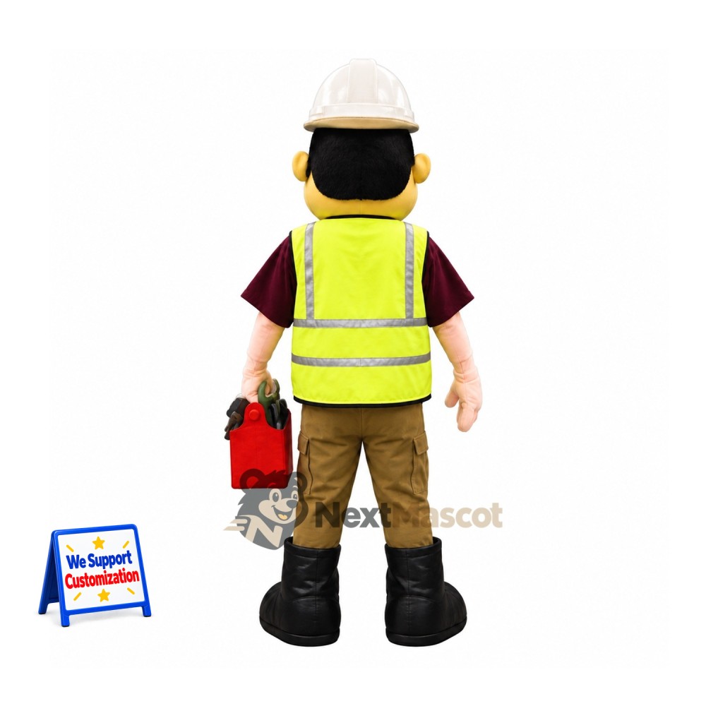 Construction Worker Mascot Costume - Yellow Safety Vest Construction Worker Mascot Costume - Yellow Safety Vest