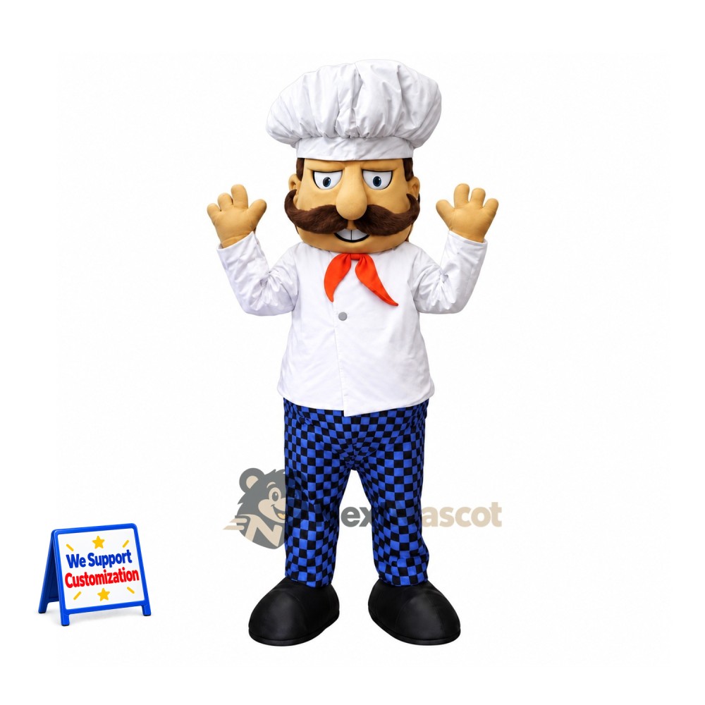 Chef Mascot Costume - Checkered Pants Chef Mascot Costume - Checkered Pants