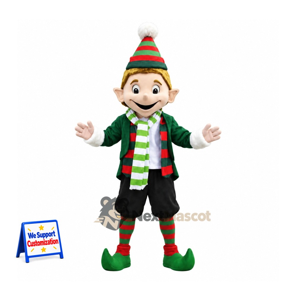 Christmas Elf Mascot Costume for Holiday Parades Christmas Elf Mascot Costume for Holiday Parades